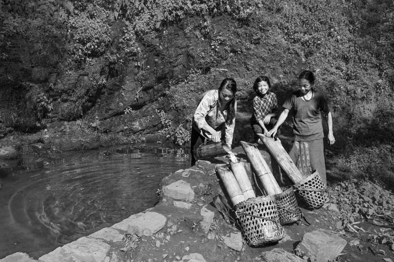 Nature-based Solutions for Drinking Water - spring-fed tank in use for drinking water collection in Kohima district, Nagaland